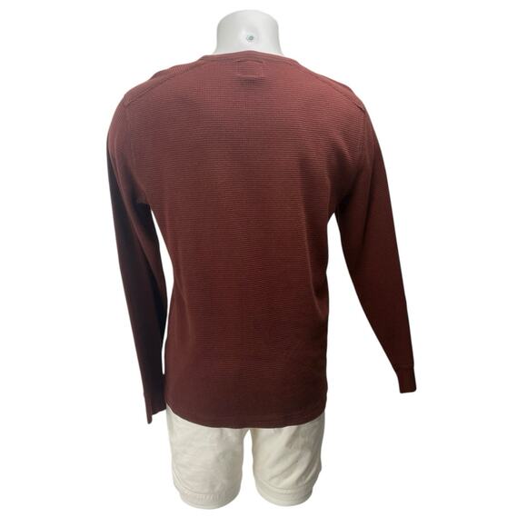 J,Crew Men's Red Long Sleeve Crew Neck Waffle Knit Thermal Sweater Top Size L - Picture 2 of 3